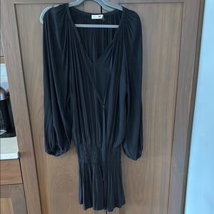 Ramy Brook Black V-Neck Bishop Sleeve dress
